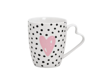 Porcelianinis puodelis su širdelės dekoru. 360ml.