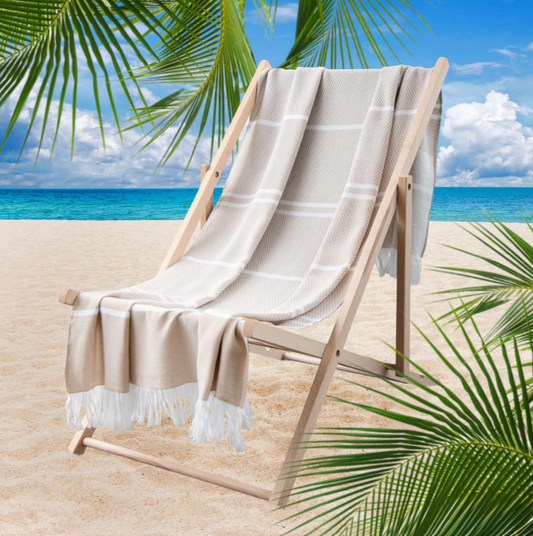 Fouta rankšluostis SAN DIEGO baltas/smėlio 100x160