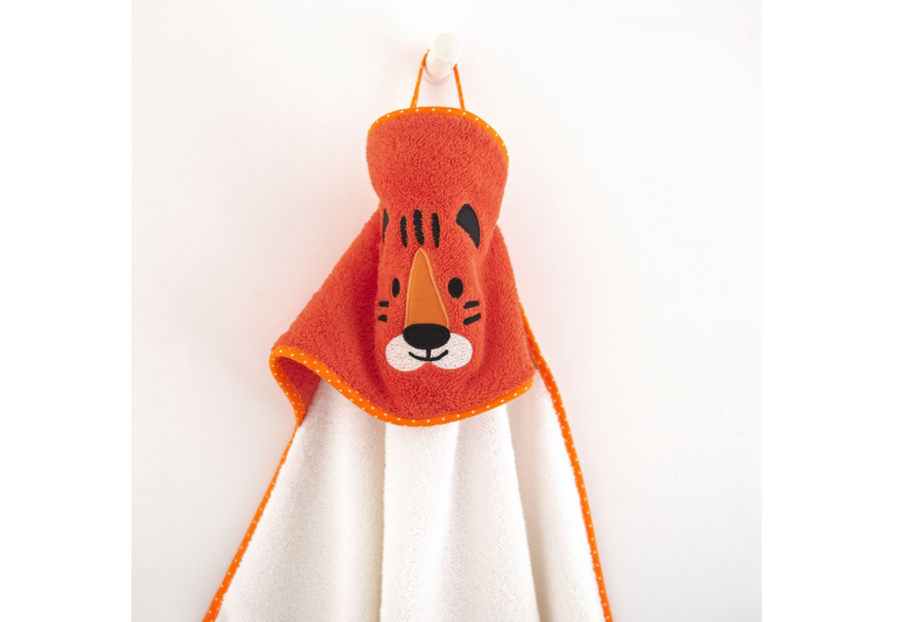 Vaikiškas rankšluostis "Tigriukas", su gobtuvu. Dydis 90x90.