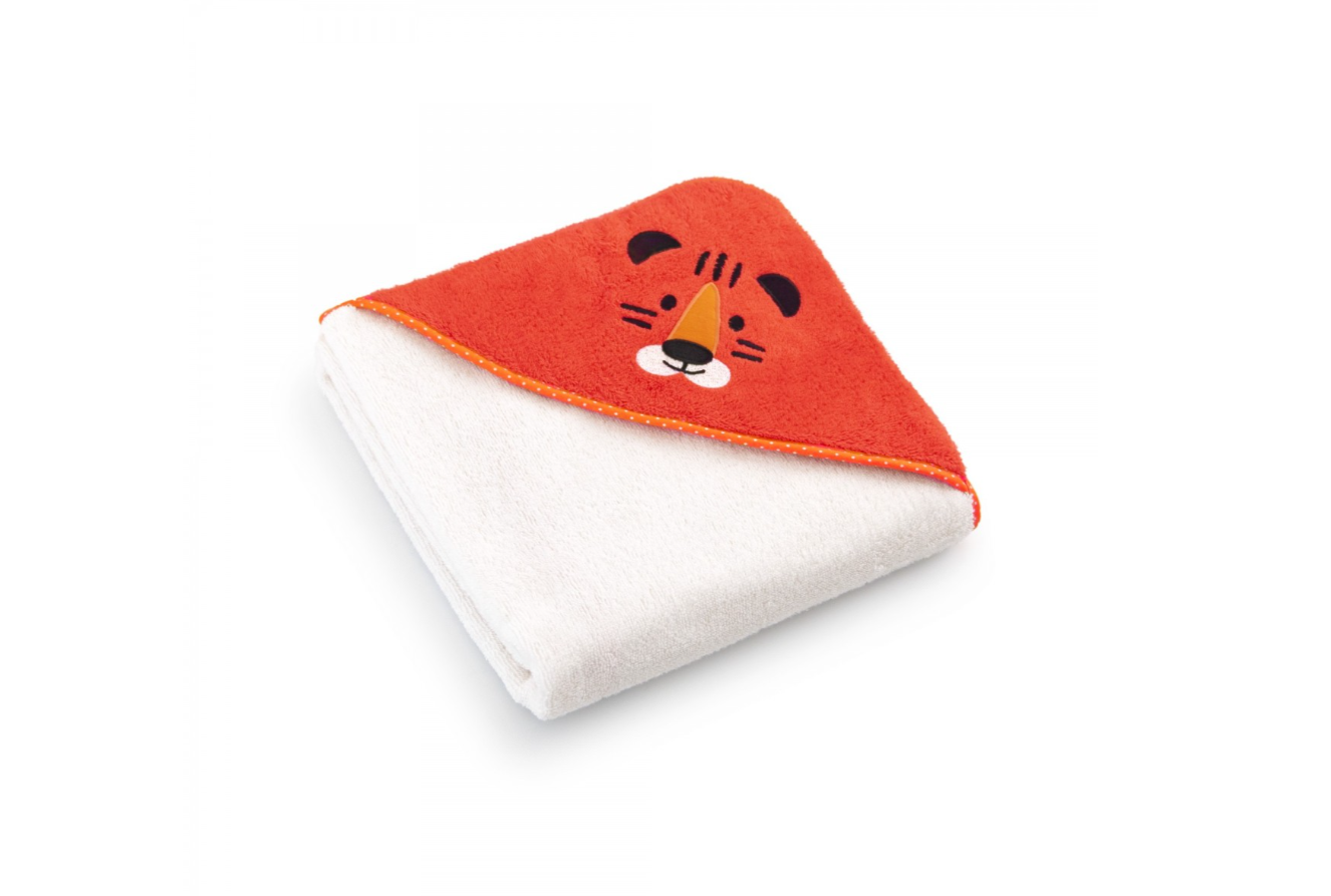 Vaikiškas rankšluostis "Tigriukas", su gobtuvu. Dydis 90x90.