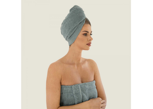 " SAUNA" turbanas šviesiai pilkas. Dydis 70x31.