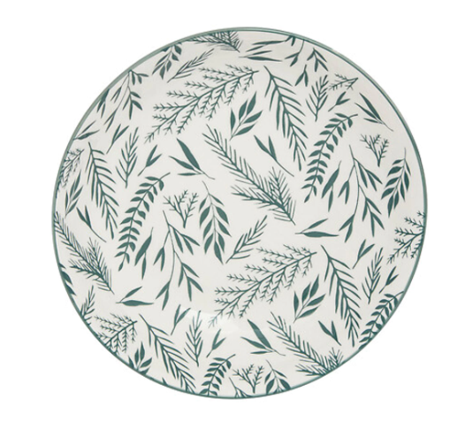 12 porcelianinių žalių lėkščių servizas